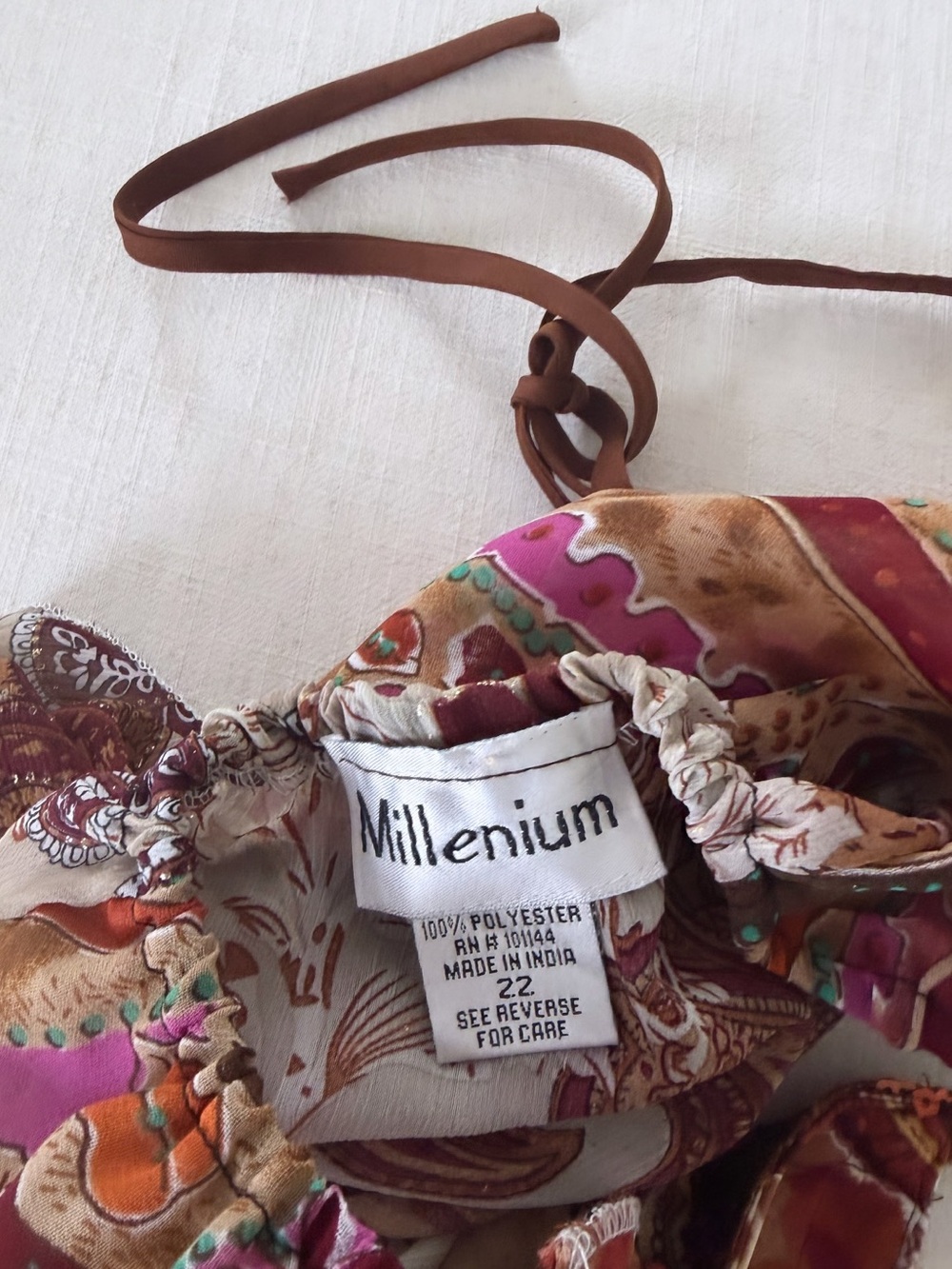 Y2K Milenium Brown Paisley Sequin
Handkerchief Top - Picture 2 of 4